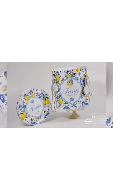 Trusou botez mediteranean inspiratie italia Capri Sorrento cu lamai si faianta alb cu albastru Italian Boy 12